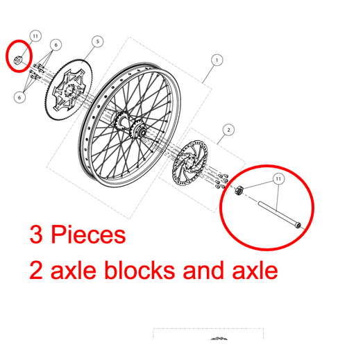 TRS ON-E KIDS 16 Rear Axle and axle blocks